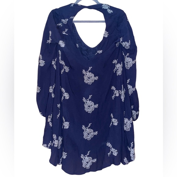 Free People Embroidered Austin Dress in Navy Blue - Picture 7 of 8